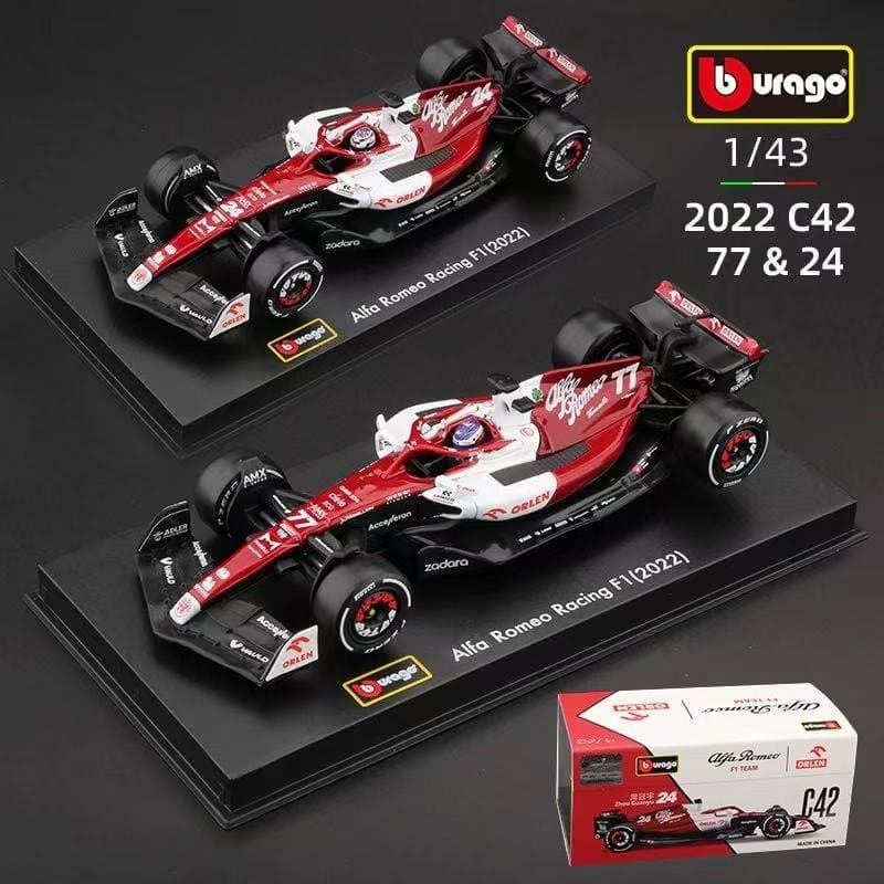 Bburago 1:43 Alfa Romeo 2022 Bahrain GP C42 RB16 Valtteri Bottas No77 4