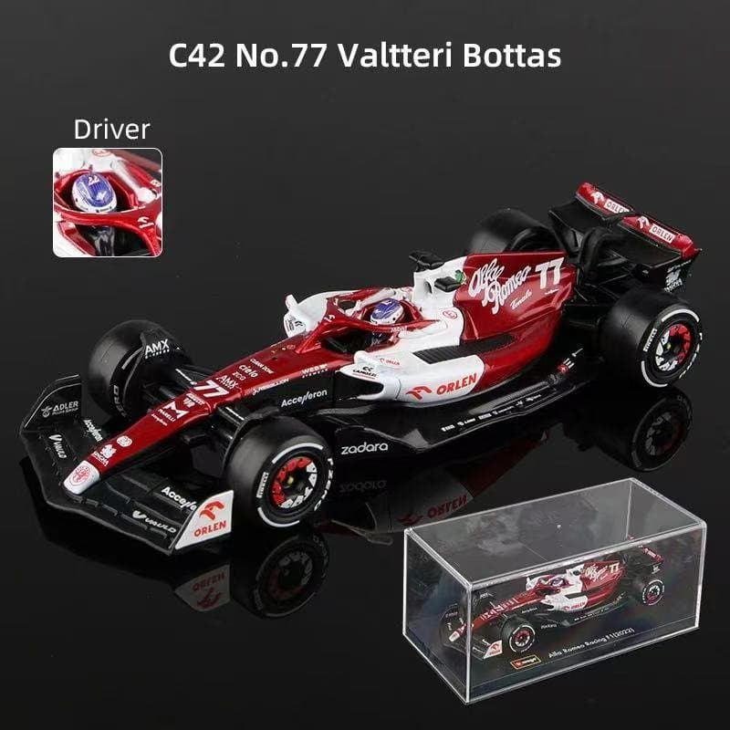 Bburago 1:43 Alfa Romeo 2022 Bahrain GP C42 RB16 Valtteri Bottas No77 2