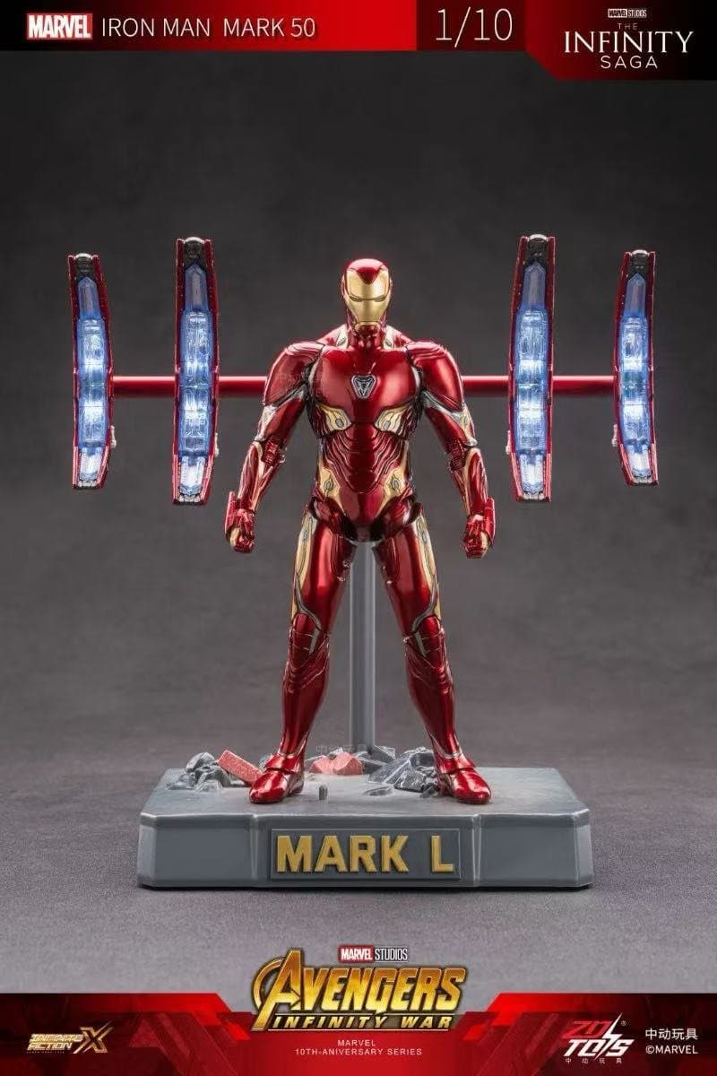 ZD Toys Iron Man Mark L & Nano Floating Set (MK50) Lightup Version 2