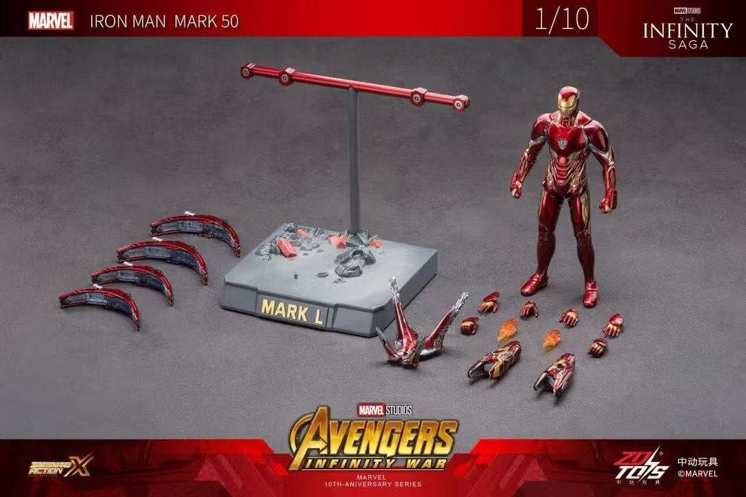 ZD Toys Iron Man Mark L & Nano Floating Set (MK50) Lightup Version 4