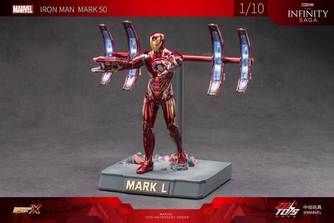 ZD Toys Iron Man Mark L & Nano Floating Set (MK50) Lightup Version 5