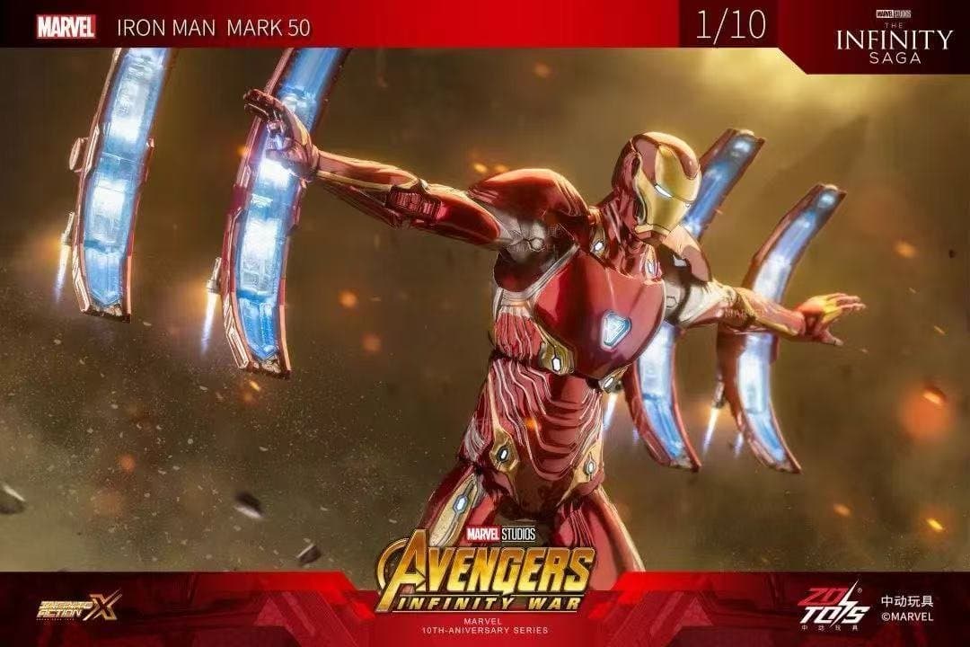 ZD Toys Iron Man Mark L & Nano Floating Set (MK50) Lightup Version 6
