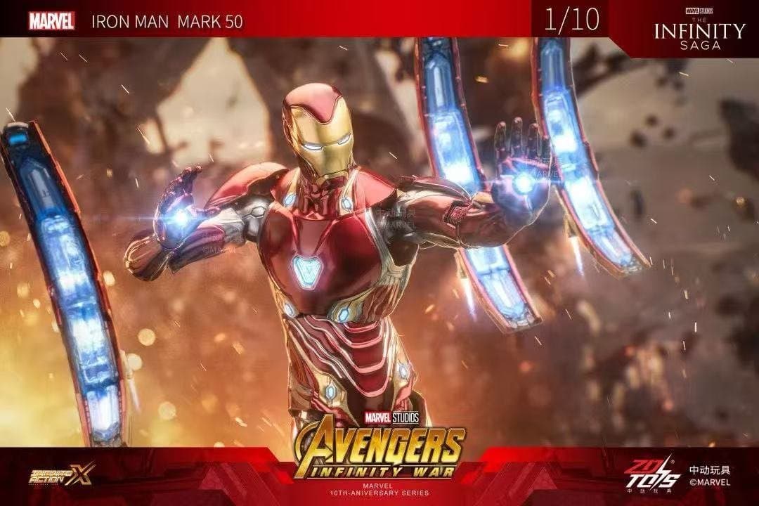 ZD Toys Iron Man Mark L & Nano Floating Set (MK50) Lightup Version 7