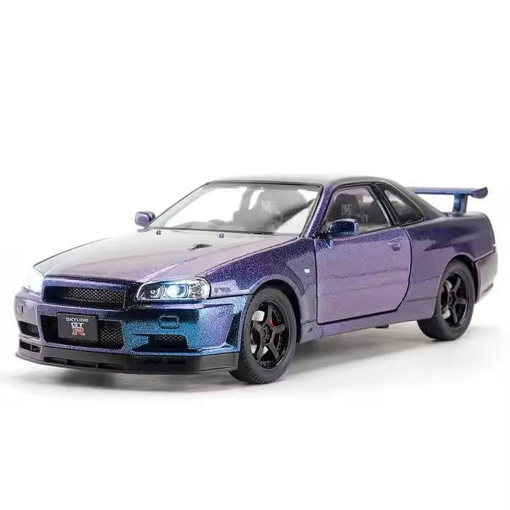 Nissan Skyline GTR R34 Purple Jinlifang 1:32 Diecast 1