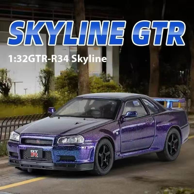 Nissan Skyline GTR R34 Purple Jinlifang 1:32 Diecast 9