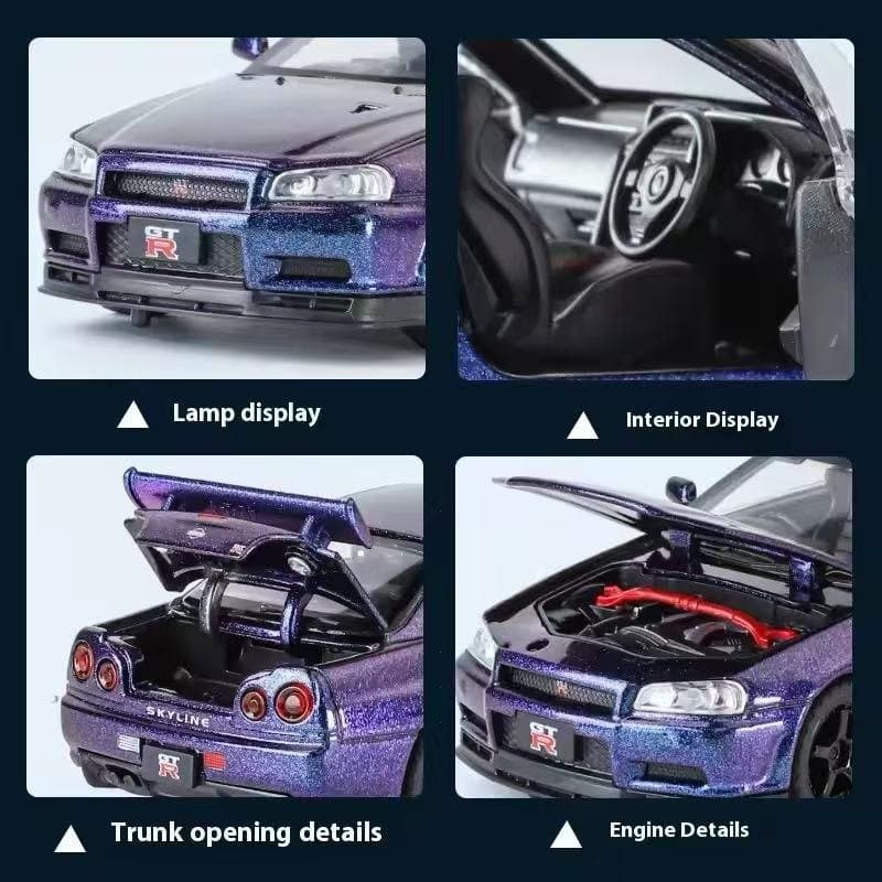 Nissan Skyline GTR R34 Purple Jinlifang 1:32 Diecast 7