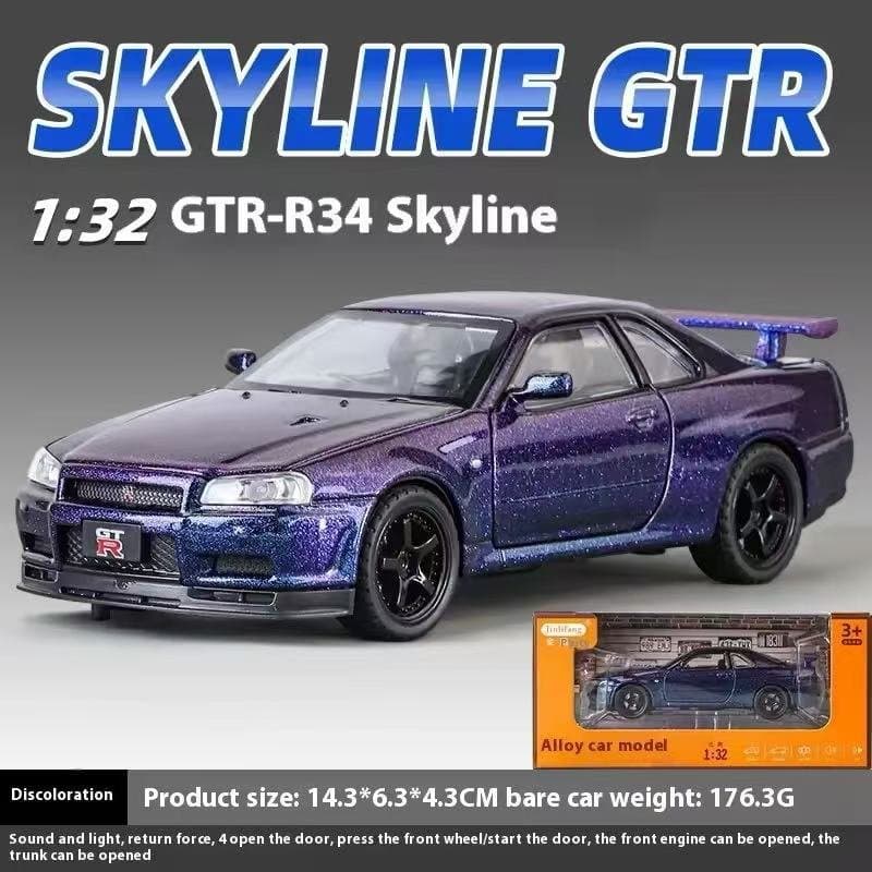 Nissan Skyline GTR R34 Purple Jinlifang 1:32 Diecast 6