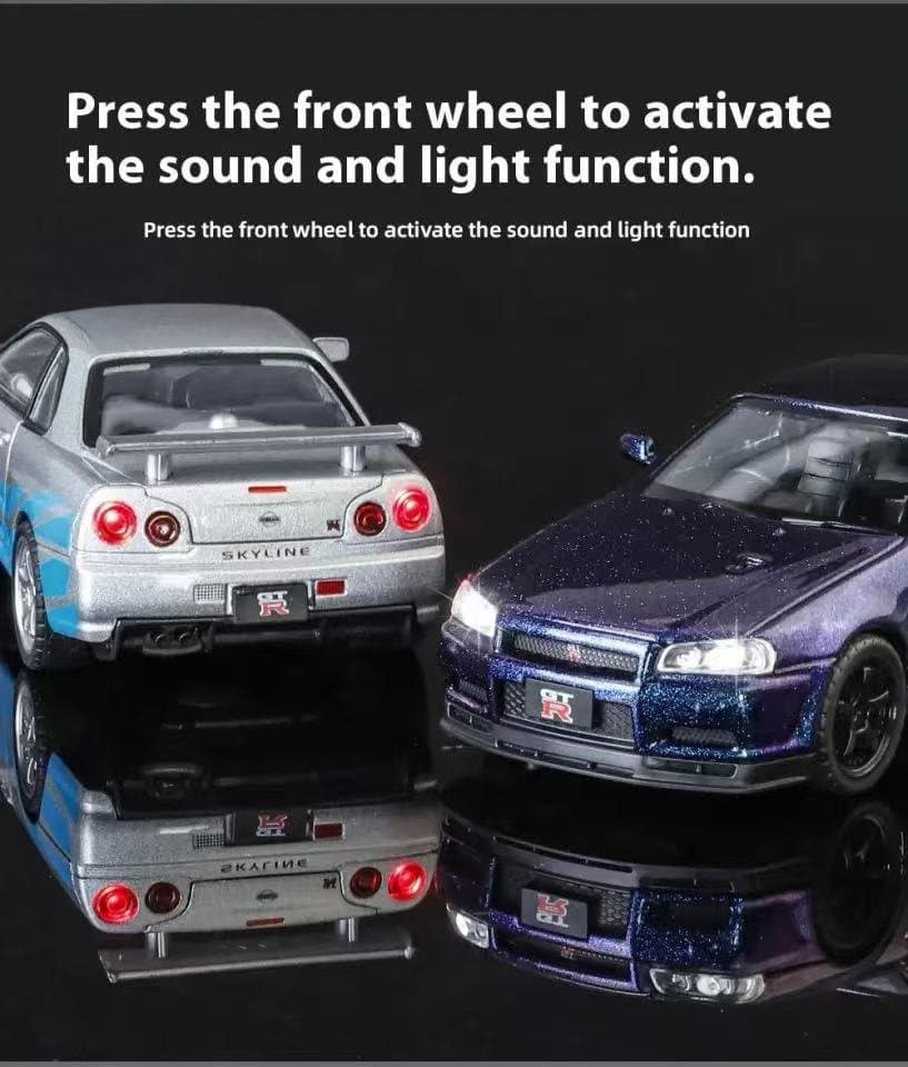 Nissan Skyline GTR R34 Purple Jinlifang 1:32 Diecast 5