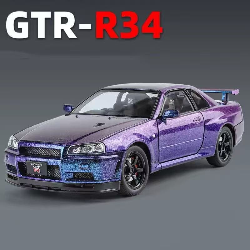 Nissan Skyline GTR R34 Purple Jinlifang 1:32 Diecast 4