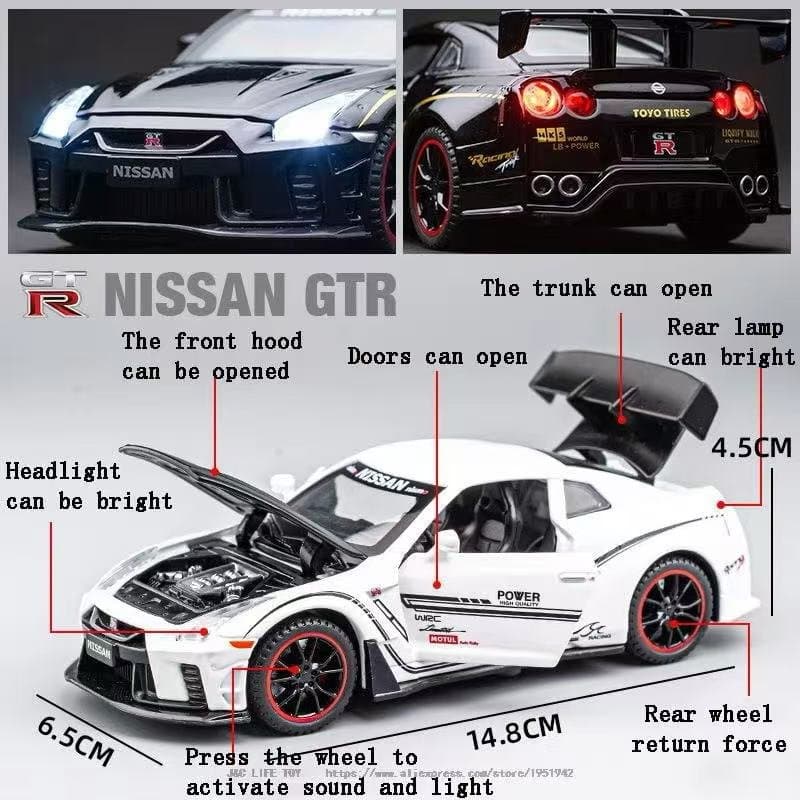 Nissan GTR Nismo R35 White Jiaye 1:32 Diecast 7